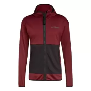 Image of adidas Terrex Tech Flooce Light Hooded Hiking Jacket Mens - Shadow Red / Black