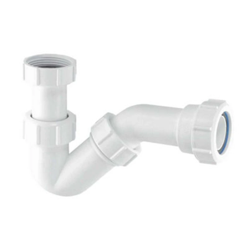 Image of McAlpine BT2 19mm Water Seal Adjustable Inlet Tubular Swivel 'P' Trap with Multifit Outlet White