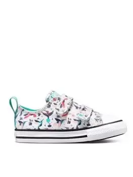 Image of Converse Chuck Taylor All Star 2v Happy Hummingbirds Toddler Ox Trainers, White/Blue, Size 7