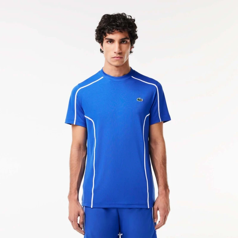 Image of Lacoste Ultra-Dry Piqu Tennis T-Shirt - Blue Blue S