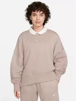 Image of Nike Phoenix Over-Oversized Crewneck Sweatshirt, Light Brown Size M Women