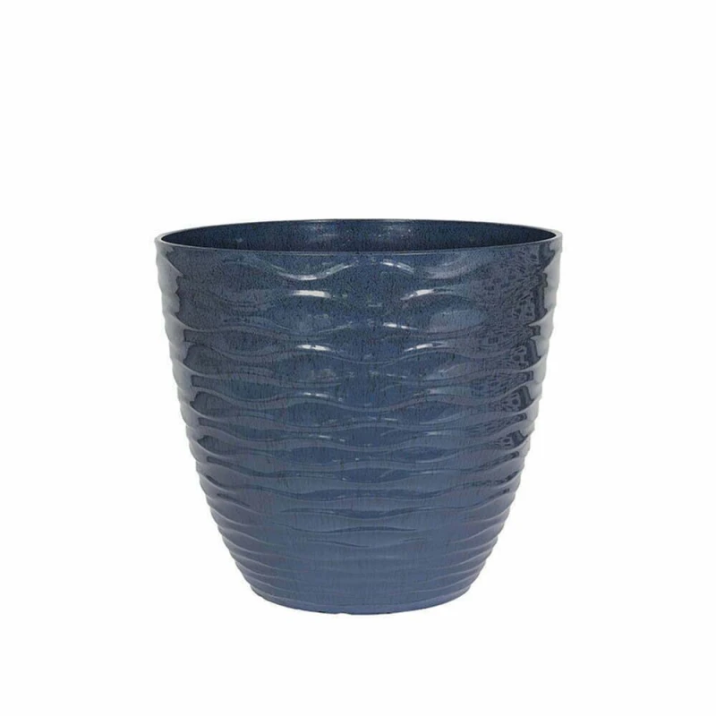 Image of Plant Avenue Lightweight Recycled Plastic Garden Pot Planter Large Windermere Plant Pot - Plastic - L38 X W38 X H33cm - Blue