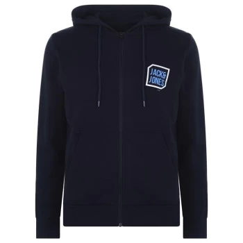 Image of Jack and Jones Logo Full Zip Hoodie - Blue