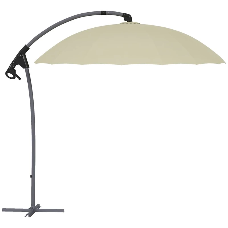 Image of Outsunny Outsunny - 2.7m Cantilever Parasol Hanging Patio Umbrella with Fibreglass Ribs Beige 84D-268V00BG