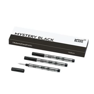 Image of Mont Blanc - 3 Rollerball Small Refills Medium Mystery Black - Rollerball Refill - Black