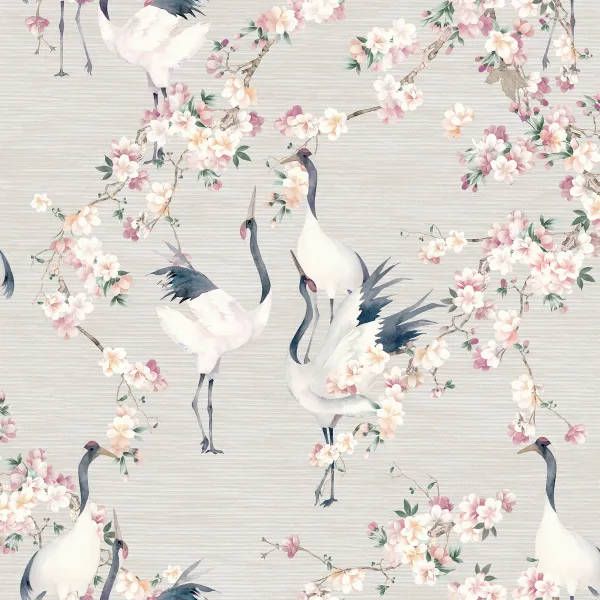 Image of Blossom Crane Wallpaper