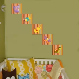 Image of MTB030 Orange Yellow Lilac Green Red Decorative MDF Painting (5 Pieces)