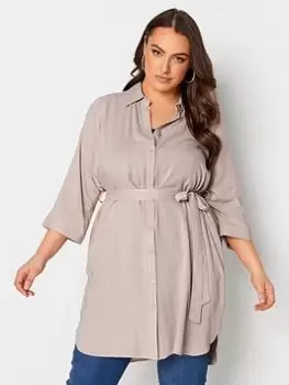 Image of Yours Long Tie Belt Shirt, Pink, Size 30-32, Women