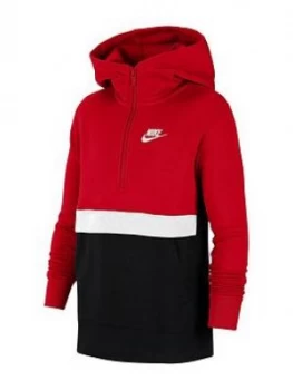Image of Nike Older Boys Club Hoodie - Red/Black Size M 10-12 Years