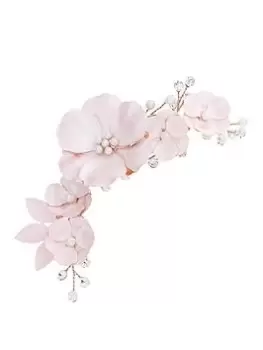 Image of Jon Richard Mabel Pink Flower And Pearl Clip, Silver, Women