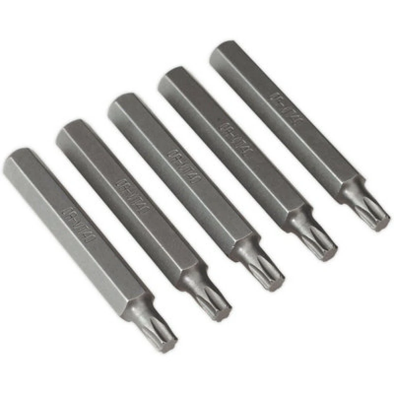 Image of Loops 5 PACK - T40 x 75mm TRX Star Long Bit Set - Hex Shaft - Chrome Vanadium Steel Metallics