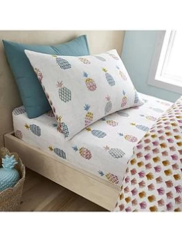 Image of Pineapple Elephant Pineapple Elephant Ananas Pineapple Cotton Fitted Sheet - Single, Multi
