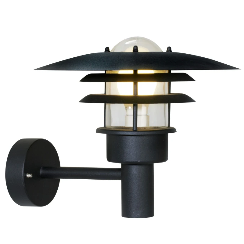 Image of Nordlux Lonstrup 32 Outdoor Patio Terrace Garden Wall Light In Black (Height) 28.5Cm