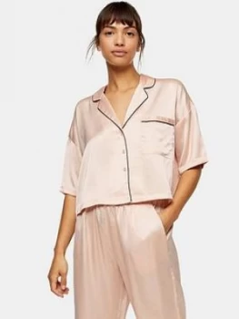 Image of Topshop Satin Pyjama Shirt - Pink