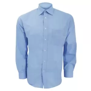 Image of Kustom Kit Mens Long Sleeve Business Shirt (15.5inch) (Light Blue)