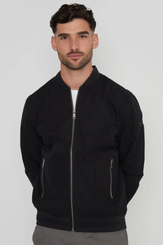Image of Threadbare 'Predict' Showerproof Classic Bomber Jacket Black