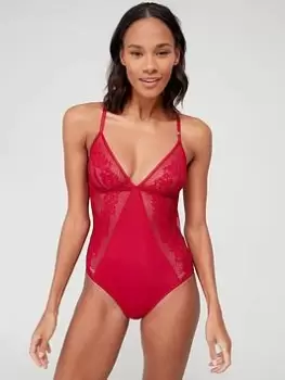 Image of Tommy Hilfiger Lace Bodysuit - Red, Size S, Women