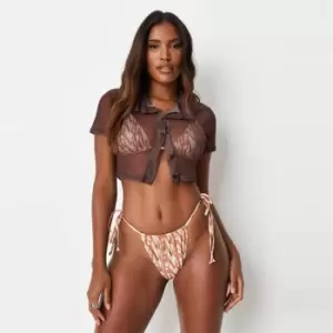 Image of Missguided Bitsy Bikini Bottom Mg Print - Pink