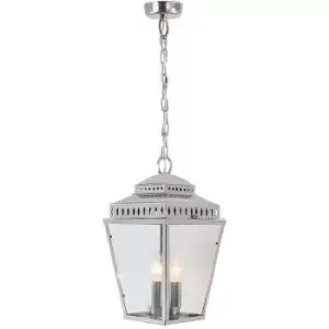 Image of Elstead - Mansion House - 3 Light Outdoor Ceiling Chain Lantern Polished Nickel IP44, E14
