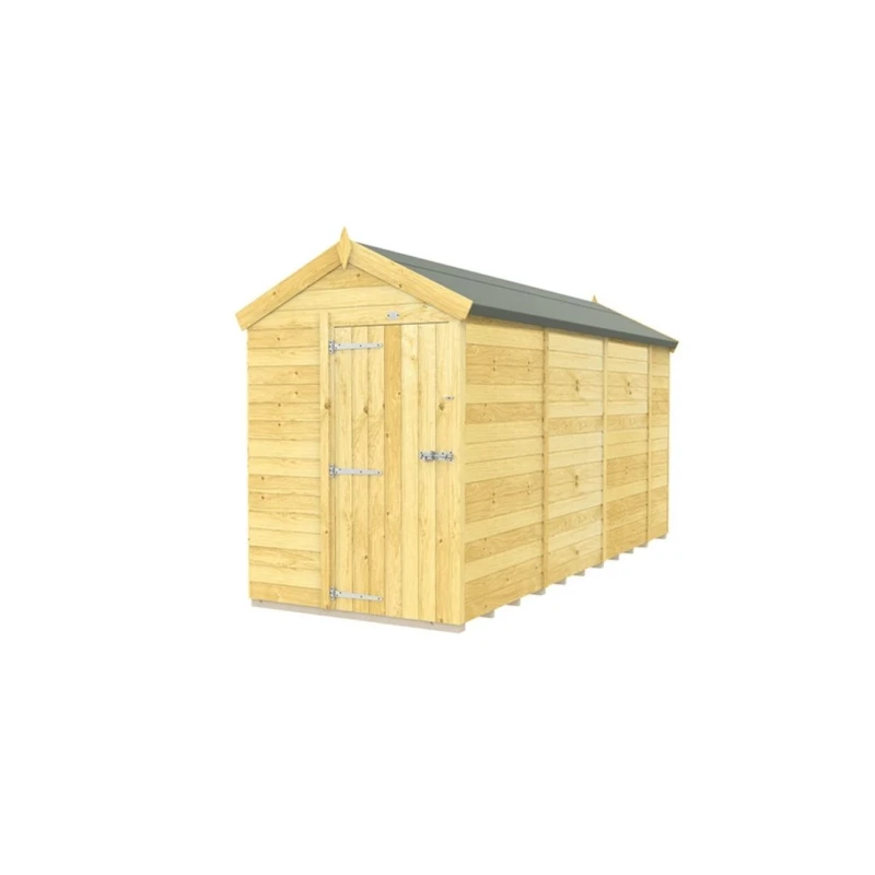 Image of Buttercup Farm 5 x 14 Feet Apex Shed - Single Door W/O Window - L417 x W147 x H217cm in Brown Brown Unisex