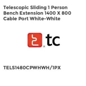 Image of TC Group Telescopic Sliding 1 Person Bench Extension 1400 x 800 Cable Port White