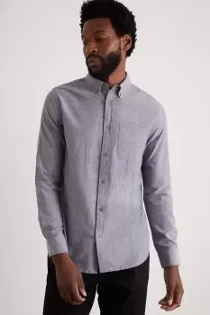 Image of Mens Denim Slim Fit Chambray Button Down Shirt