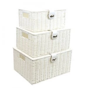Image of ARPAN Storage Basket Plastic White 36 x 28 x 18.5cm Set of 3