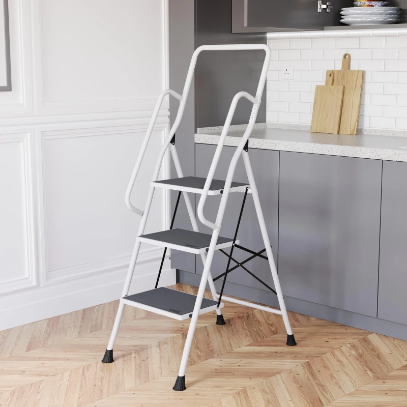 Image of Lassic Home Vida 3 Step Ladder With Handrail White unisex 3 Step