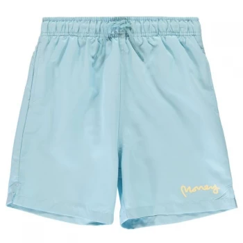 Image of Money Logo Swim Shorts - Sky Blue