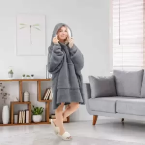 Image of Emma Barclay Fleece Blanket Hoodie Grey