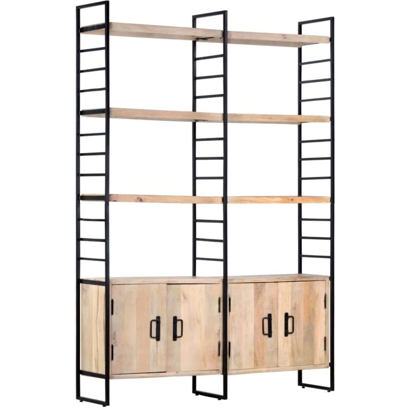 Image of vidaXL Solid Mango Wood 4-Tier Bookcase 124cm Book Racks Display Unit Cabinet