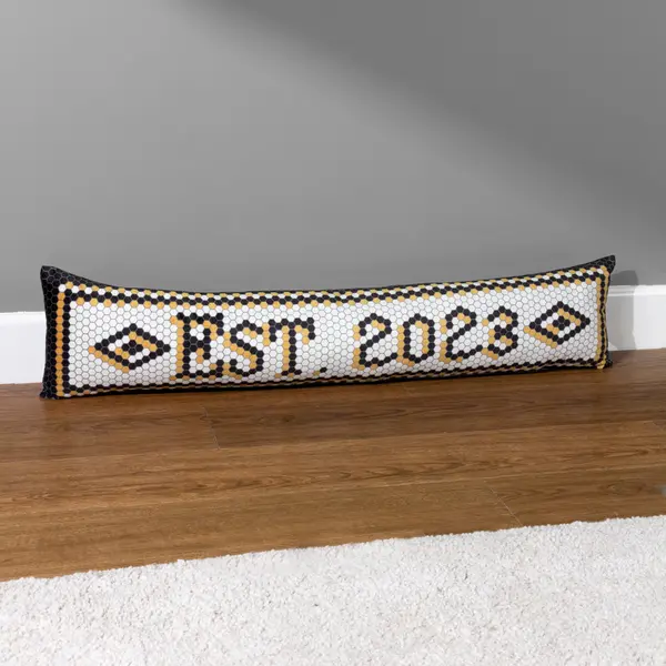 Image of Mosaic Message Established 2023 Draught Excluder White/Black