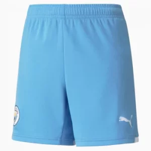Image of PUMA Man City Replica Youth Football Shorts 21/22, Light Blue/White Size 6 Clothing