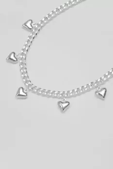 Image of Recycled Silver Polished Puffed Charm Chain Necklace