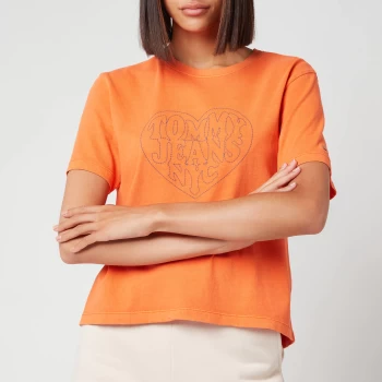 Image of Tommy Jeans Womens Tjw Bxy Stitch Tee - Washed Orange - L