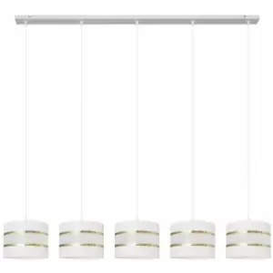 Image of Helam Helen Straight Bar Pendant Ceiling Light White, Gold 115cm