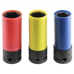 Image of Expert by Facom 3 Piece 1/2" Drive Deep Hex Impact Socket Set Metric 1/2"