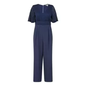 Image of Yumi Navy Lace Bodice Jumpsuit - Blue