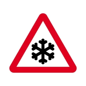 Image of Temporary Snow And Ice Road Sign with Stanchion 750MM