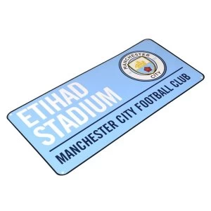 Image of Man City Colour Metal Street Sign New Crest