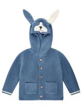 Image of Monsoon Baby Boys Dog Organic Cardigan - Blue