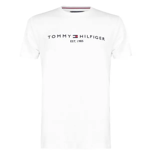 Image of Tommy Hilfiger Logo Crew Neck T Shirt S Beige 59329373350