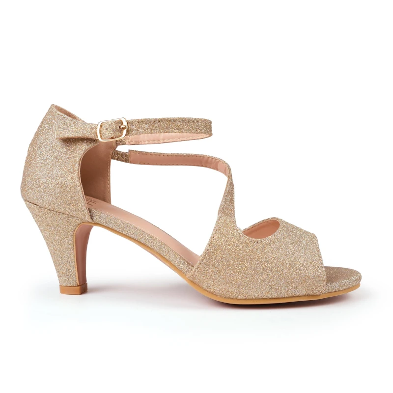Image of Where's That From 'Italy' Wide Fit Low Kitten Heel Crossover Strap Beige