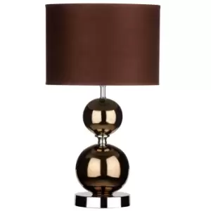Image of Premier Housewares Table Lamp in Copper Finish with Ceramic Ball Detail