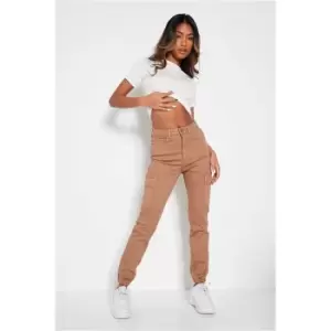 Image of I Saw It First Camel Stretch Pocketed Cargo Jeans - Brown