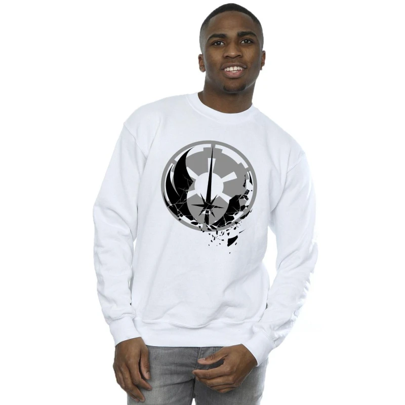 Image of Star Wars Star Wars Men Obi-Wan Kenobi Fractured Logos Sweatshirt in White Size: Small White S Male 5059934440654