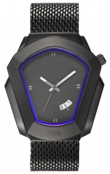 Image of STORM Cyrex Slate Black Steel Mesh Bracelet Black Dial Watch