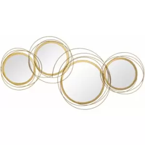 Image of HOMCOM Metal Wall Art Decorative Mirror Decor Modern Wall Sculpture Gold Tone - Gold Tone