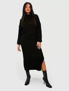 Image of Boohoo Jumper And Skirt Knitted Co-ord - Black Size S, Women