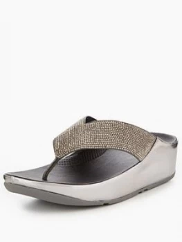 Image of FitFlop Crystall Toe Thong Sandal Pewter Pewter Size 6 Women
